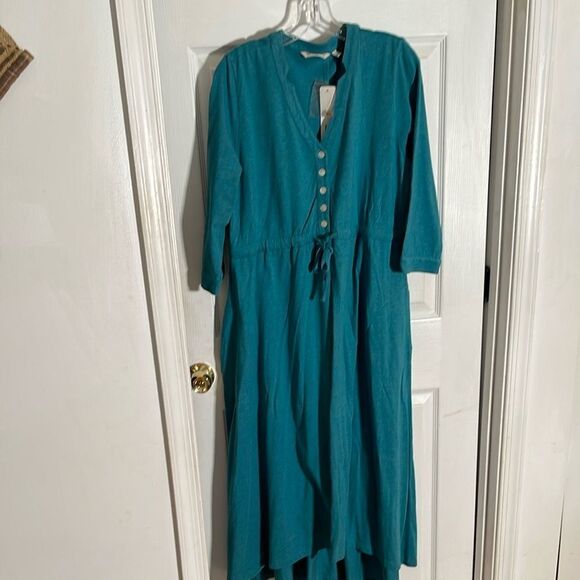 Soft Surroundings Teal Button-Down Midi Dress